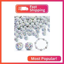 Dowarm 110PCS 10MM Rhinestone Beads for Baseball Bead Necklace, Round Rhinestone