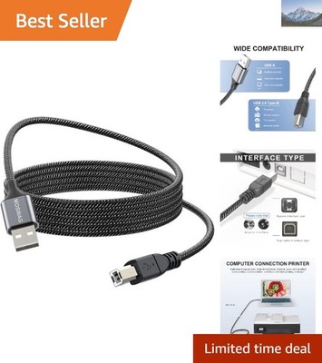 High-Speed 5FT USB Printer Cable A to B - Universal Compatibility for Scanners