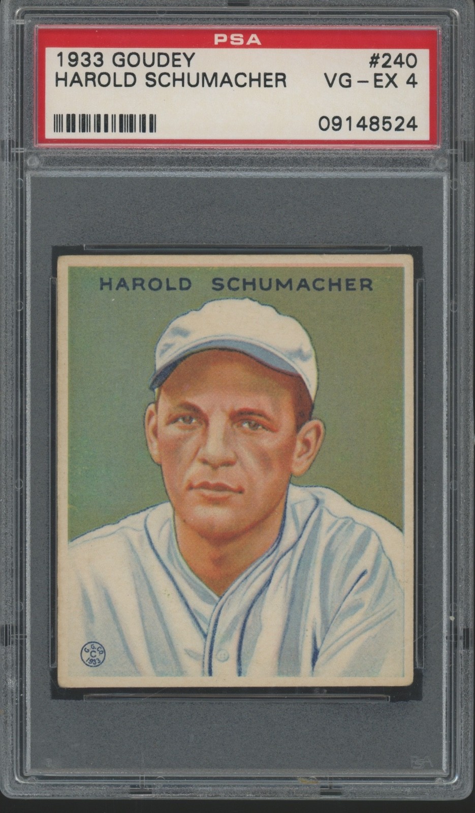 1933 Goudey #240 Harold Schumacher VG EX PSA 4 view 1