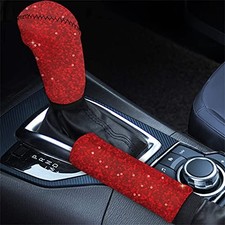 Car Handbrake Cover Gear Shift Knob Cover, Universal Smooth Breathable Car Red