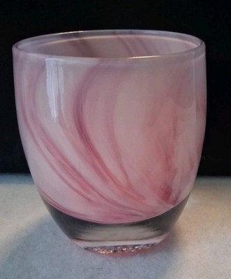 Glassybaby Cloud Nine votive candleholder with tag on the bottom