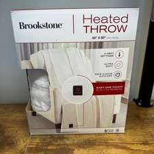 Brookstone Heated Throw Blanket 50x60 Cream W...
