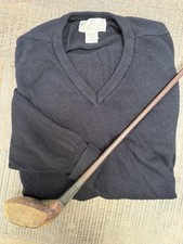 Vintage Arnold Palmer V-Neck Sweater Mens XL USA Made 100% Orlon Acrylic Black