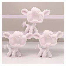 Custom 3pcs Blank Mold lps DIY Toys Cow Kid Cute Xmas Gift Paint By Yourself