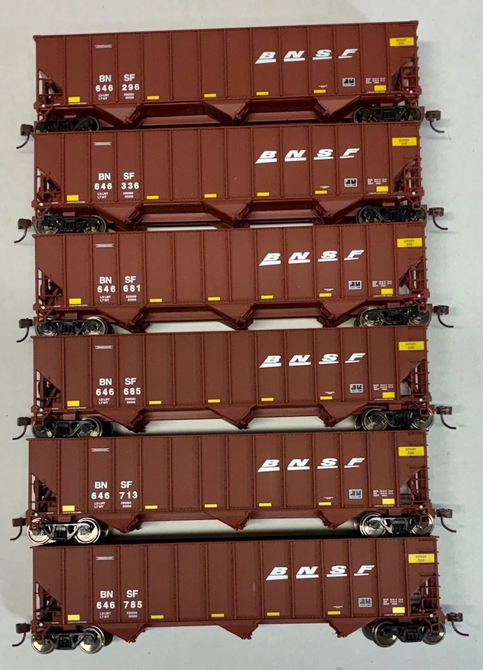 Funil de carvão Walthers 932-7875 HO BNSF Burlington Northern Santa Fe 3 baías pacote com 6 - Imagem 3 de 4