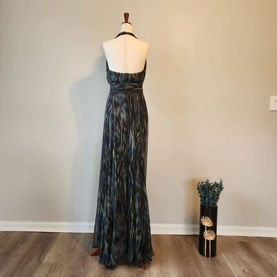 HALSTON HERITAGE | Waterfall Silk Chiffon Halter Dress Size 4 Emerald Green Boho | eBay HALSTON HERITAGE | Waterfall Silk Chiffon Halter Dress Size 4 Emerald Green Boho | eBay