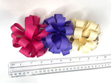 BUNDLE LOT OF 3 RIBBON MEDIUM HAIR BOWS IVORY PURPLE  PINK ACCESSORIES
