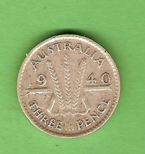 1940  AUSTRALIAN STERLING SILVER THREEPENCE COIN