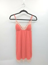 Victoria's Secret Women  s M Coral Orange Lace Sleep Nightie Chemise