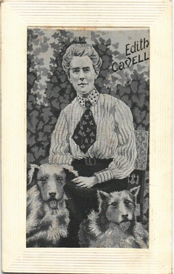 Gewebte Seide. Krankenschwester Edith Cavell von E.Deffrene, Paris.