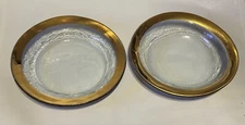 Annieglass 9 Inch Soup Plate 24k Gold Rim Signed Vintage  1992  Set Of Two.