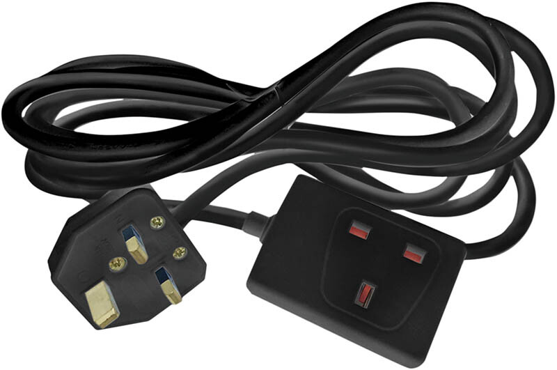 Single Gang 13A Extension Lead - Black 5m