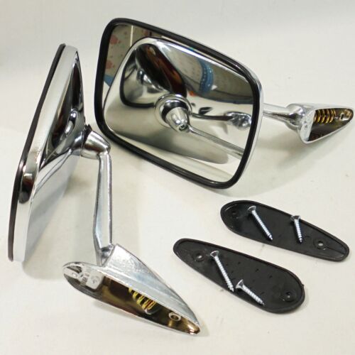 For Ford F-100 Ranger 1967-72 Black Rim Chrome Door & Fender Side View Mirrors - Picture 1 of 12