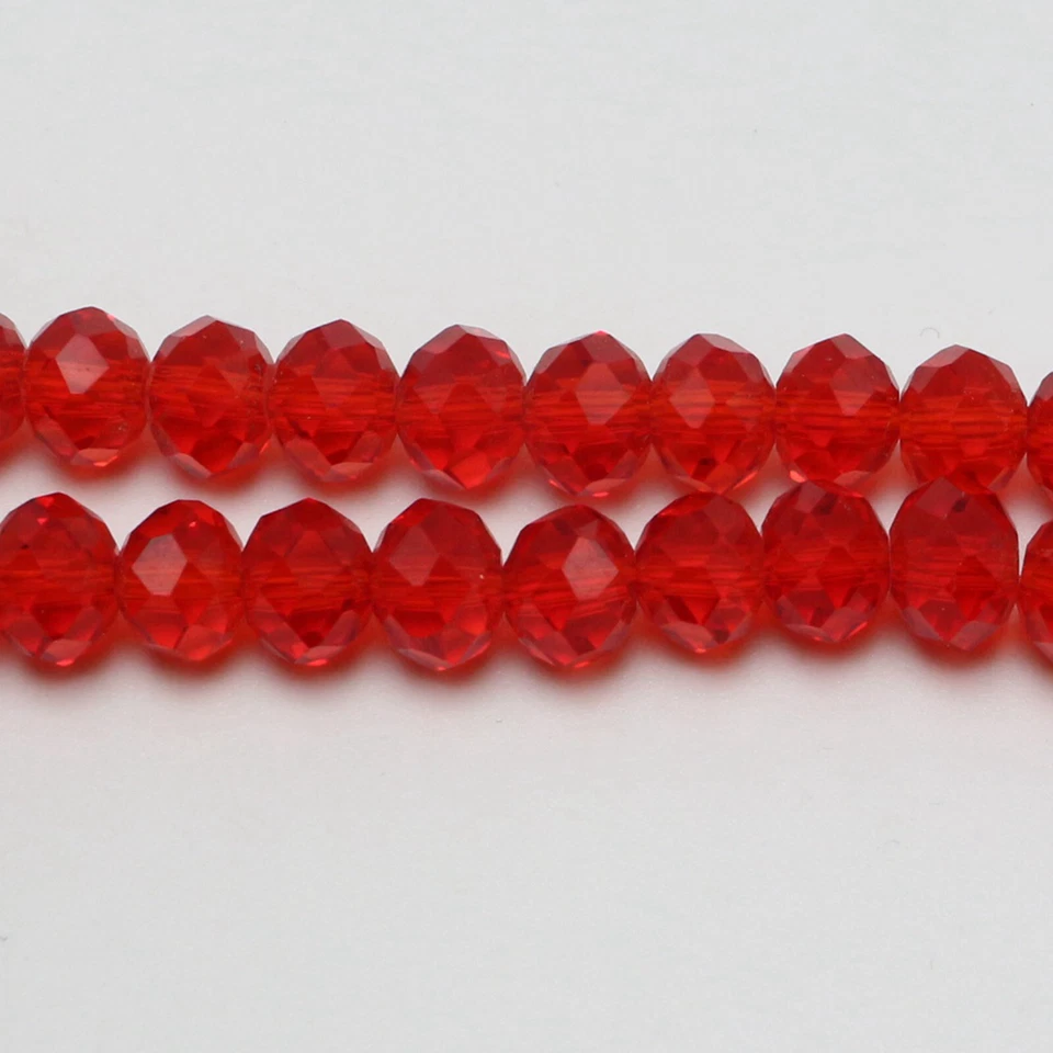 64pcs Red 8X10mm Faceted Rondelle Bead Crystal Glass Loose Spacer Beads - Image 4 of 4