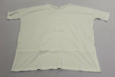 Cherish Women's Round Neck 3/4 Sleeve Side Slit Knitted Top LH2 Off White Small