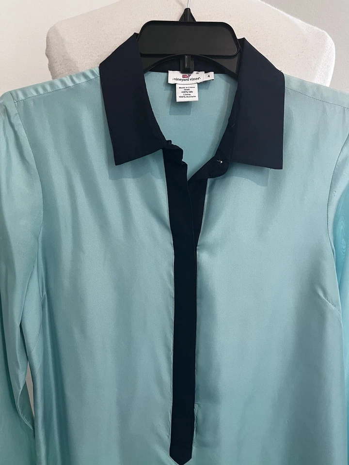 Vestido camisero de seda Vineyard Vines para mujer talla 4 funciona grande ropa de trabajo Foto 2 de 4
