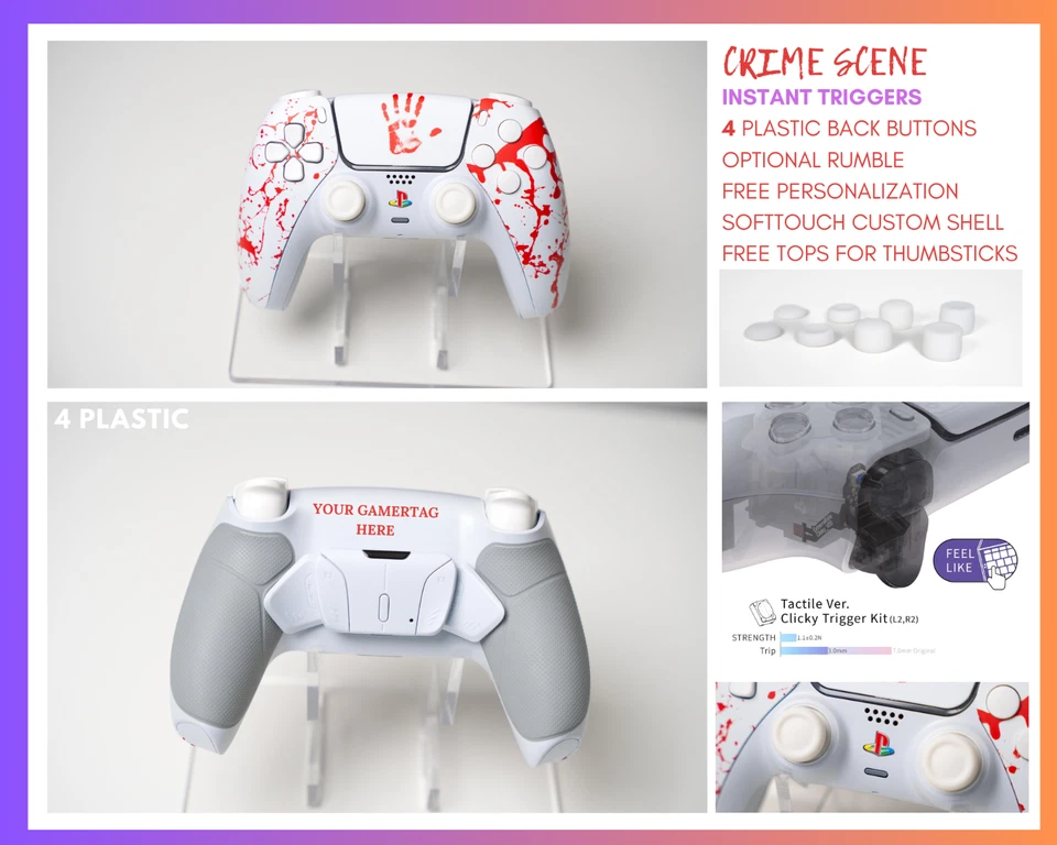 Premium PS5 Controllers Back Buttons - Hello Kitty/Crime Scene/Joker "DremapdCo" - Image 4 of 4