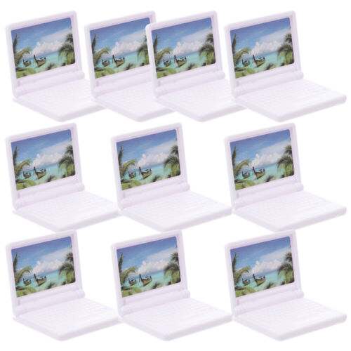  10 sztuk Biały plastik Mini-Komputer Domek dla lalek Mini-Laptop Blacha - Zdjęcie 1 z 11