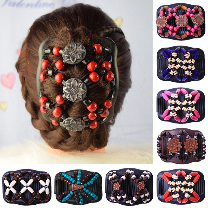 Magic Hair Comb Beaded Elastic Hair Clip Stretchy Hair Accessories Laze Clamp x1 eBay