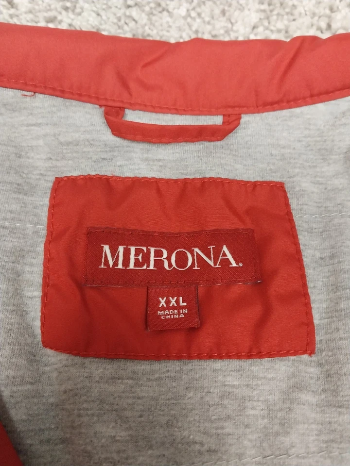 Abrigo Merona Para Hombres Talla 2XL Rojo Cremallera Forro Polar Suave Bolsillos Foto 2 de 4