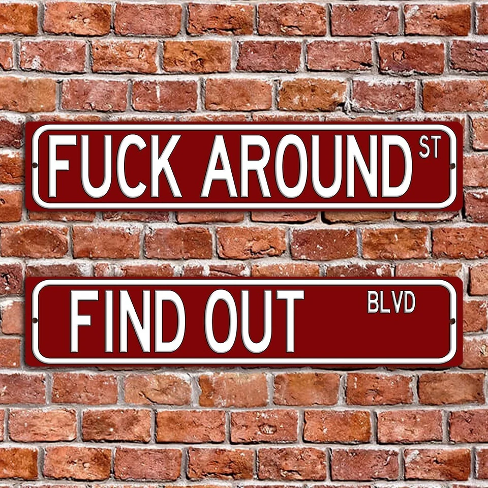 Pacote de placas de rua engraçadas "F*** Around St" e "Find Out Blvd" - 18"x4", 4 cores - Imagem 4 de 4