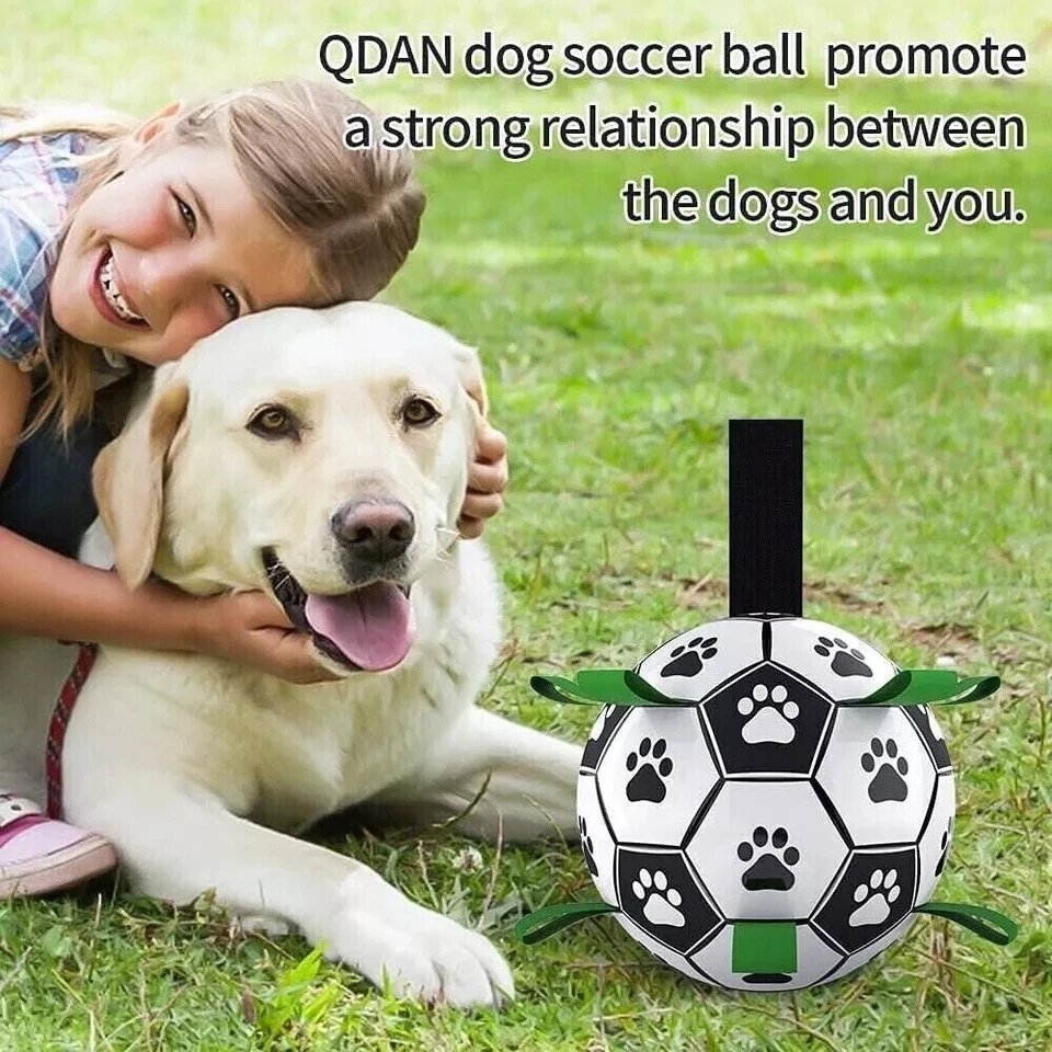 Dog Soccer Ball Puppy Toy Soccer Ball with Strap Interactive Dog Toy with Strap - Image 2 of 4