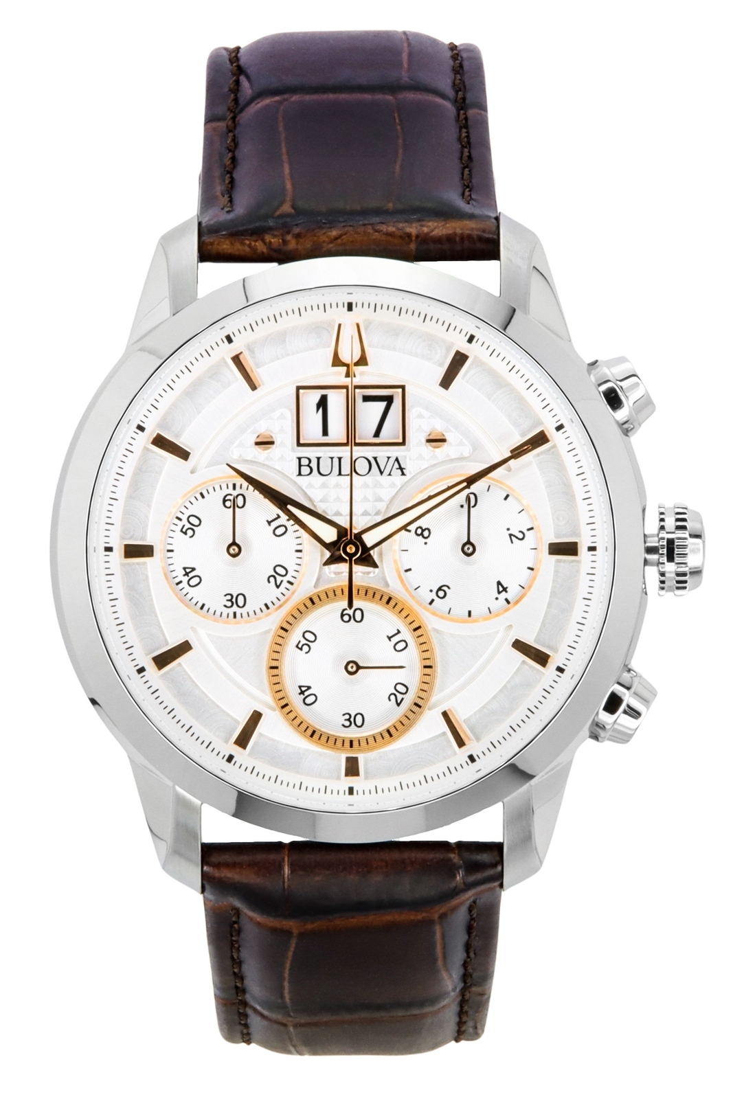 Orologio da uomo Bulova Sutton Quartz Chronograph 96B309 resistente agli schizzi