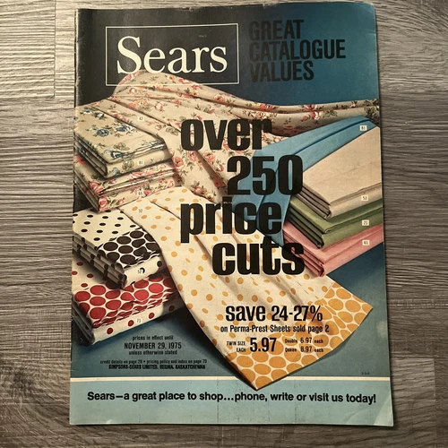 Vintage Sears 1975 Great Values Catalog Fashion Electronics Furniture Sale Rare