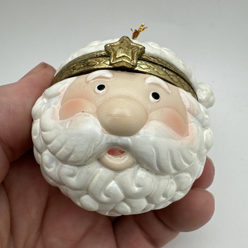 Porcelain SURPRISE ORNAMENT Trinket Box Santa Claus Christmas. DS2 - Picture 2 of 4