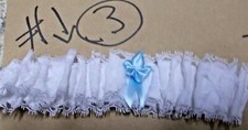 Satin Leg Garter white lace blue bows NIP USA-made buy-6 FREE SHIPPING