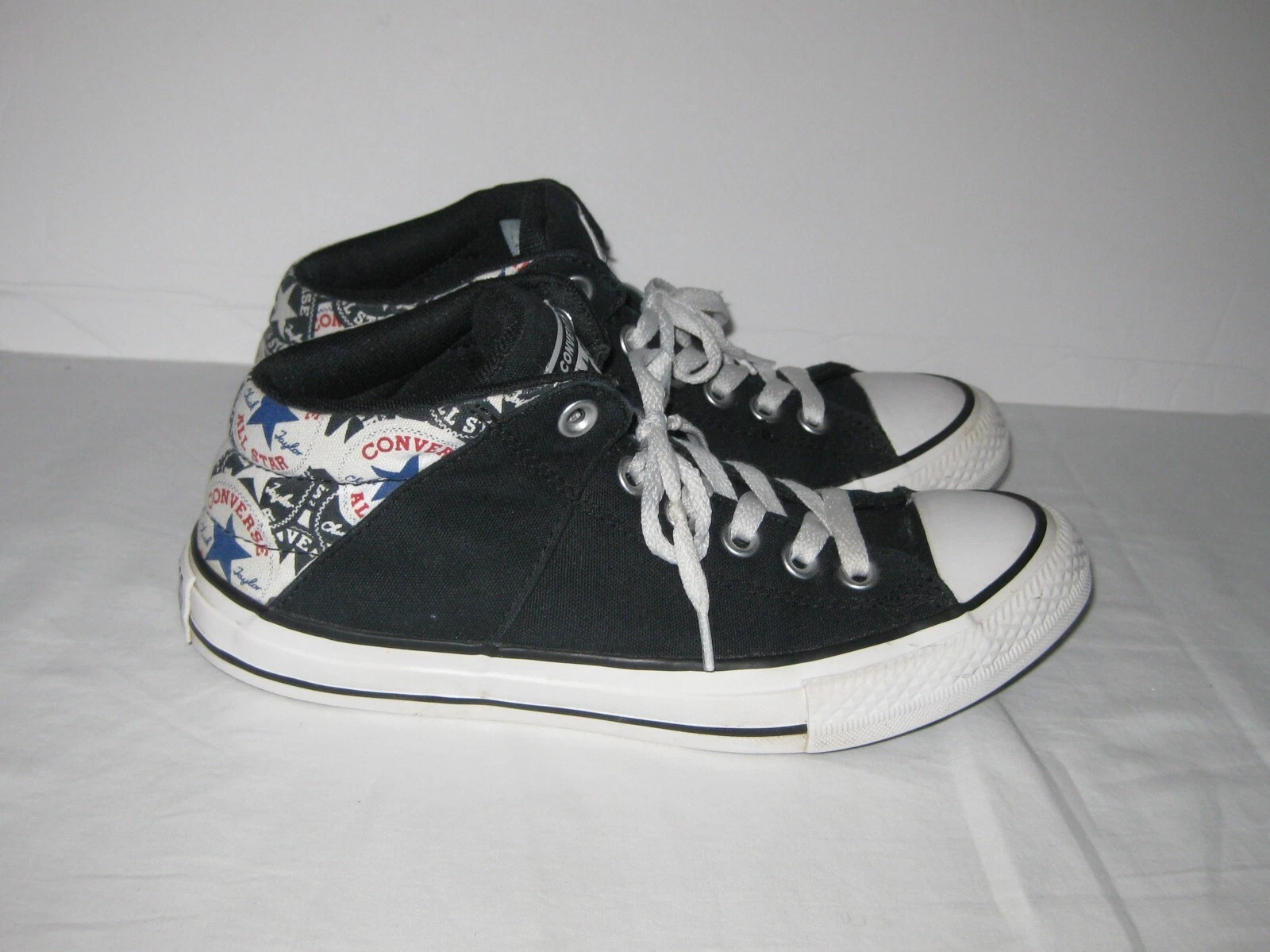 Sneakers Converse Chuck Taylor All Star Youth Junior Mid Top nere bianche taglia 5