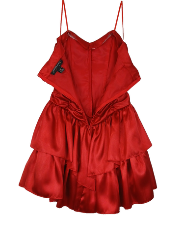 Vintage 80's Red Corset Prom Formal Dress Size 5 Ruffles Straps Party Cocktails - Picture 5 of 14