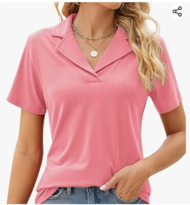 Rapbin Womens Polo V Neck Short Sleeve Shirt Red L Blue XL