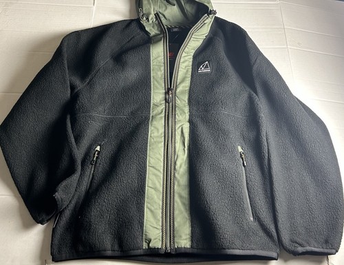 Men's Small NEW BALANCE Full Zip Black Green Terrain Sherpa Jacket Relaxed