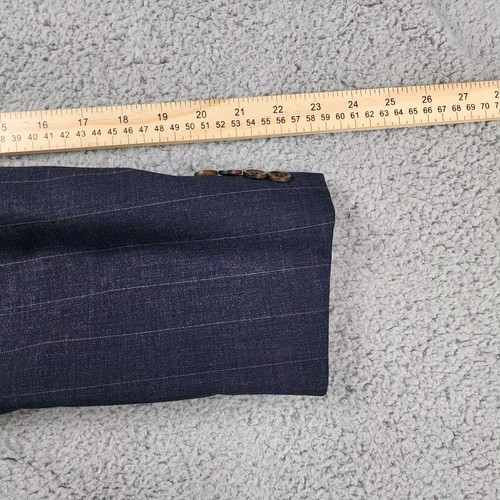 Vtg Ralph Lauren Chaps Sport Coat 40S Wool Blazer Blue Jacket Stripes - Picture 10 of 15
