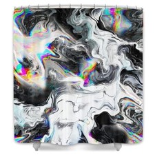 Marble Shower Curtain Cool Colorful Gouache Rainbow Gold 72X72 Black and White