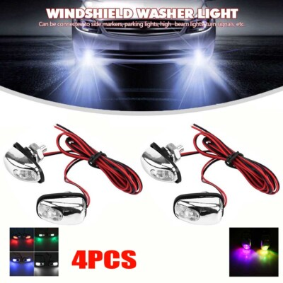 #ad 4PCS LED Universal Car Light Auto Windshield Washer Wiper Jet Water Spray Nozzle $13.75