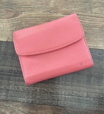 Buxton Genuine Leather Small Coral Pink Bifold ID/ Credit Card Wallet