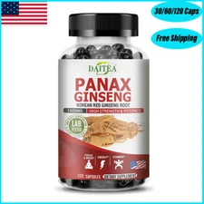 Korean Red Panax Ginseng Extract Root 5% Ginsenosides 1000mg 30/60/120 Capsules