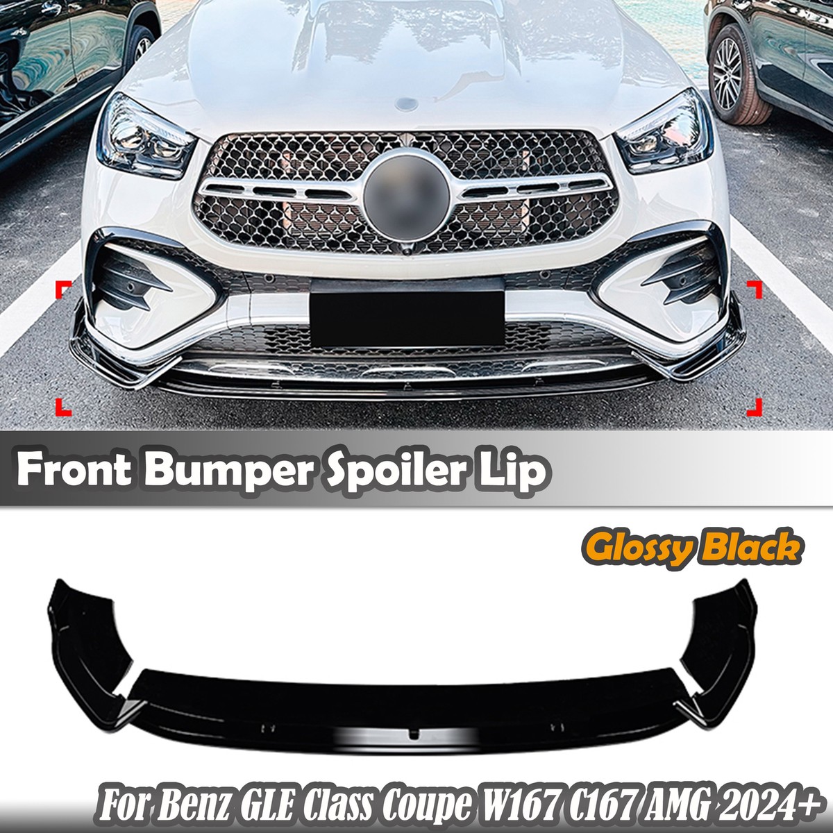 Black Front Bumper Splitter Lip For Benz GLE Class Coupe W167 C167