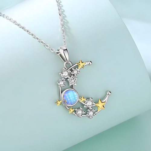 Pantercats | Großer Mond Kettenanhänger aus 925 Silber | Anhänger Mondstein 💜 - Bild 5 von 28