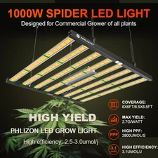 Phlizon FD9600 1000W LED Grow Lights Dimmable Full Spectrum Optimal Hydropoincs