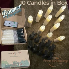 Battery Operated Cordless Flickering LED Candles with Clips & Remote 10 Candles