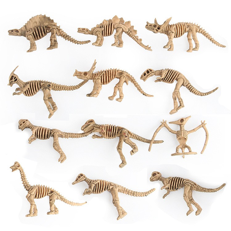 12pcs Realistic Dinosaur Fossil Skeleton Toy Figures for Kids Gifts