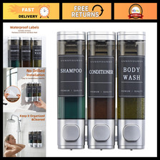 3-Chamber Wall-Mounted Shampoo  Conditioner Dispenser, No Drill, Leak-Proof, 10