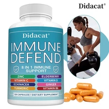 8 In 1 Immune Defense Support Immunity Vitamins Supplement 30-120 Capsules