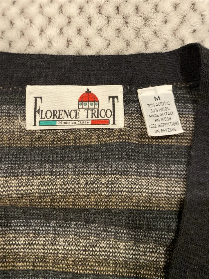 Cárdigan de Colección Florencia Tricot Cuadros Abuelo Suéter Hecho en Italia Mediano Foto 2 de 4