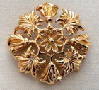 Attwood Sawyer A & S UK Goldtone Flower Pin Brooch Vintage Costume Jewelry