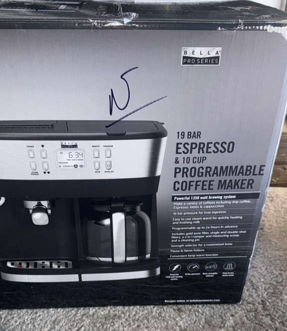 Bella Pro Series Combo 19 Bar Espresso and 10 Cup Drip Coffee Maker