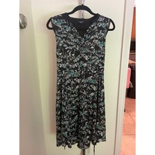Simply Vera Vera Wang Medium Dress Floral Sleeveless Midi Belt Hidden Button